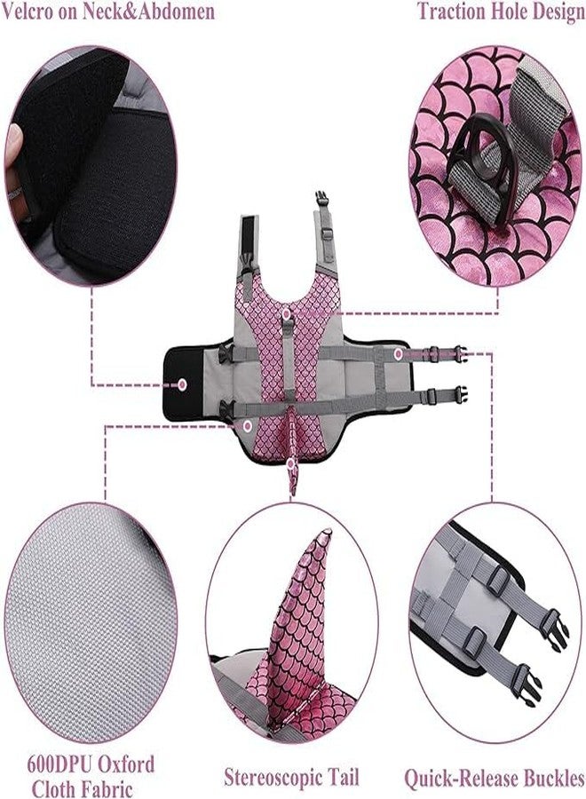 Olpad سترة نجاة للكلاب من أولباد، سترة سباحة قابلة للتعديل للكلاب مزودة بزعنفة قرش، سترة نجاة عالية الوضوح وآمنة للحيوانات الأليفة، مناسبة للكلاب الصغيرة والمتوسطة والكبيرة للسباحة وركوب القوارب [وردي متوسط] - Image 5